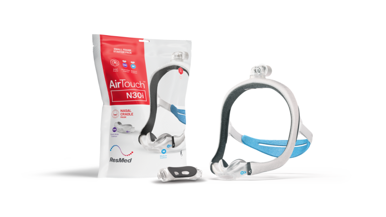 AirTouch N30i starter pack featuring soft memory-foam nasal cushion for gentle therapy.